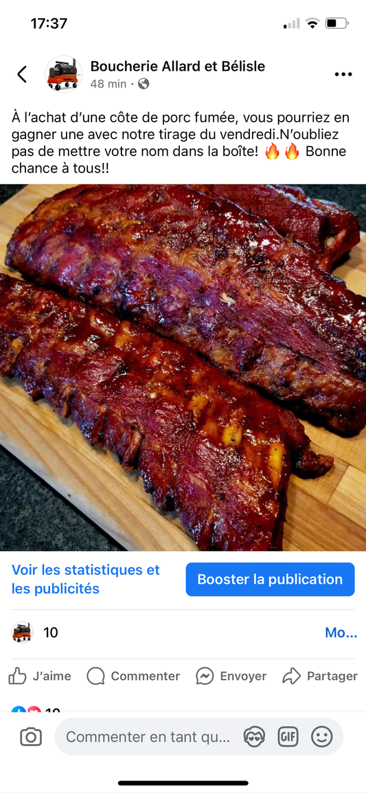 Côte de porc fumée